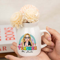 Thumbnail for Personalized Teacher Rainbow Ceramic Flower Vase, Appreciation Gift For Teachers