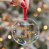 Thumbnail for Personalized Glass Ornament - Gift For Family-  Crosswords Family Floral Keepsake