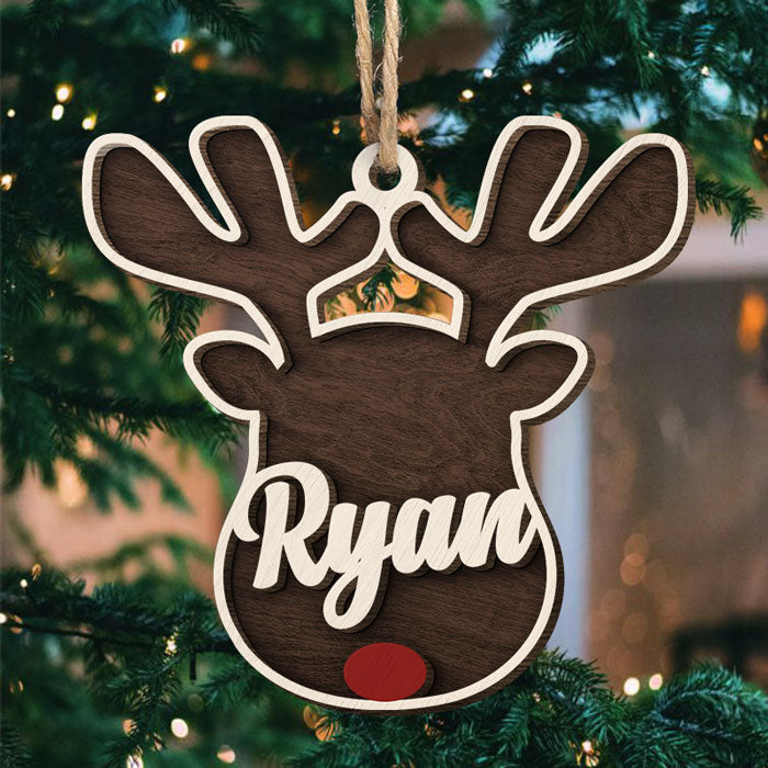 Reindeer Christmas - Personalized Shaped Ornament - Christmas Gift