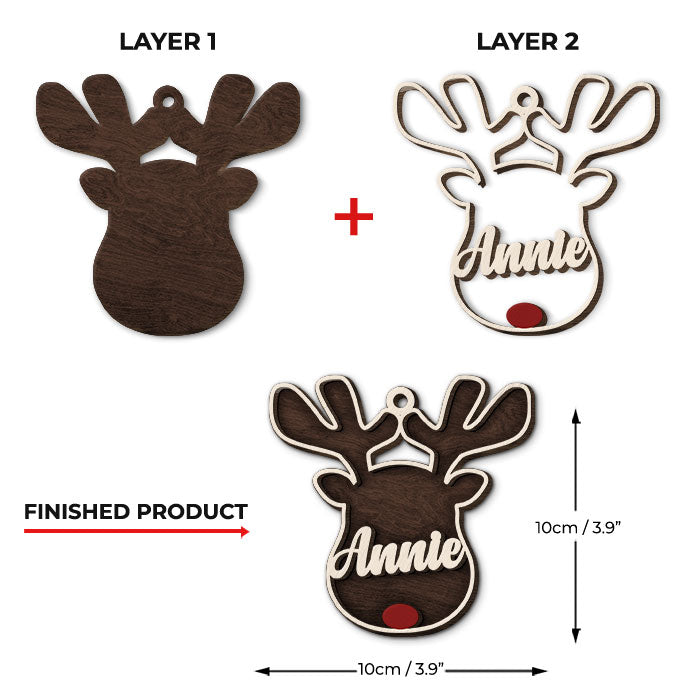 Reindeer Christmas - Personalized Shaped Ornament - Christmas Gift