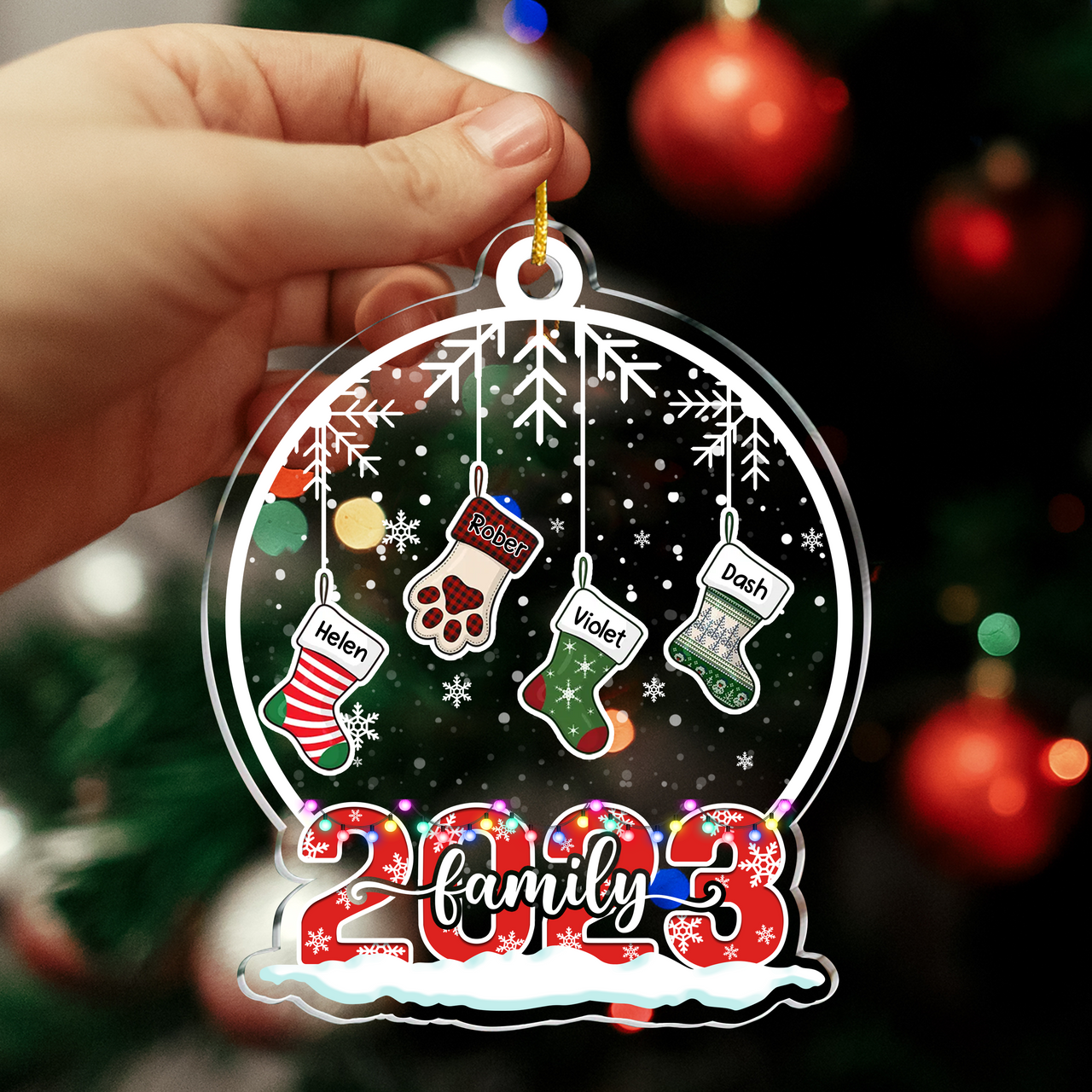 Personalized Acrylic Ornament - Christmas Gift For Family - Multicolor Stockings Family Members