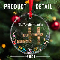 Thumbnail for Personalized Glass Ornament - Gift For Family-  Crosswords Family Floral Keepsake