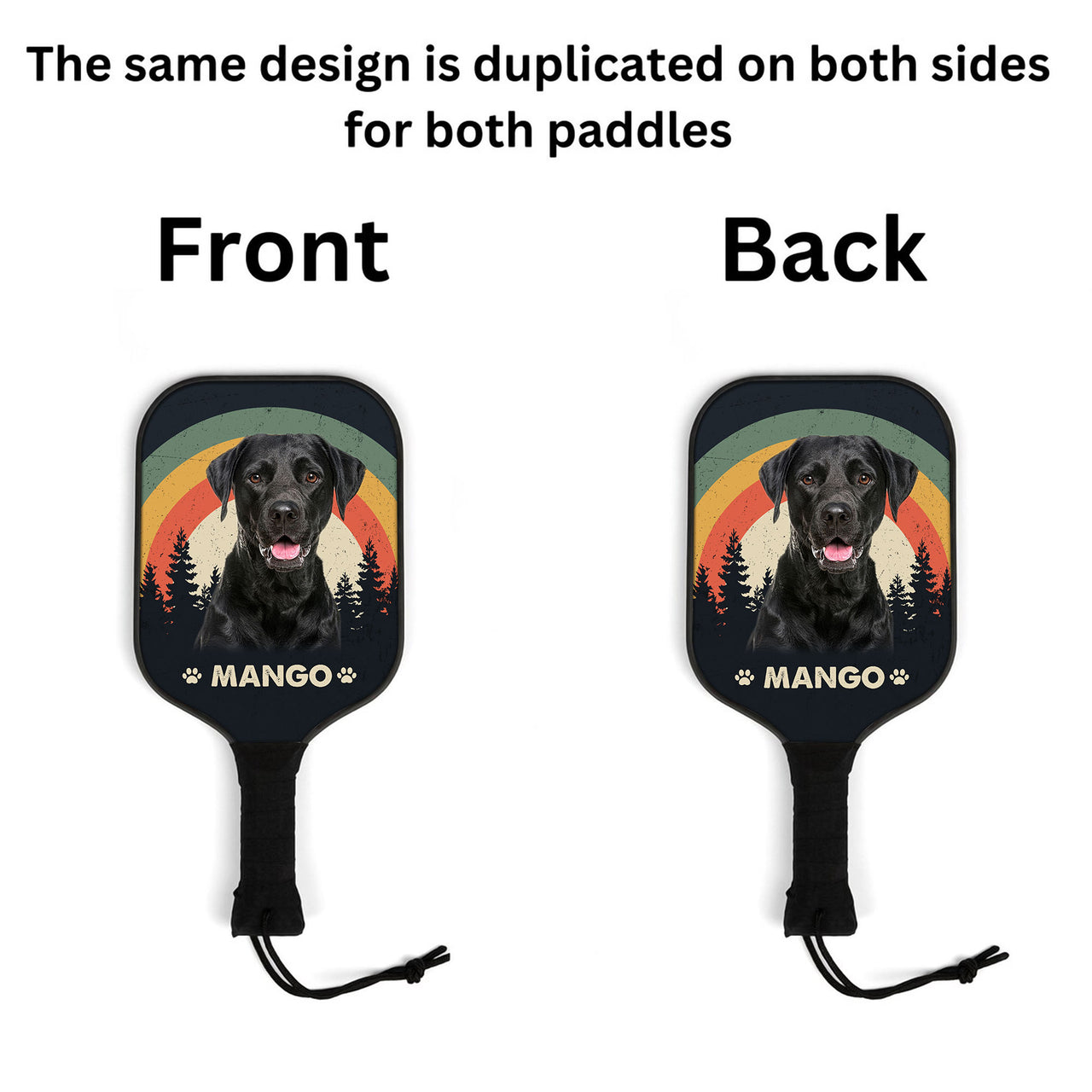 Personalized Pickleball Kit - Gift For Pet Lover - Retro Rainbow Dog Cat Photo