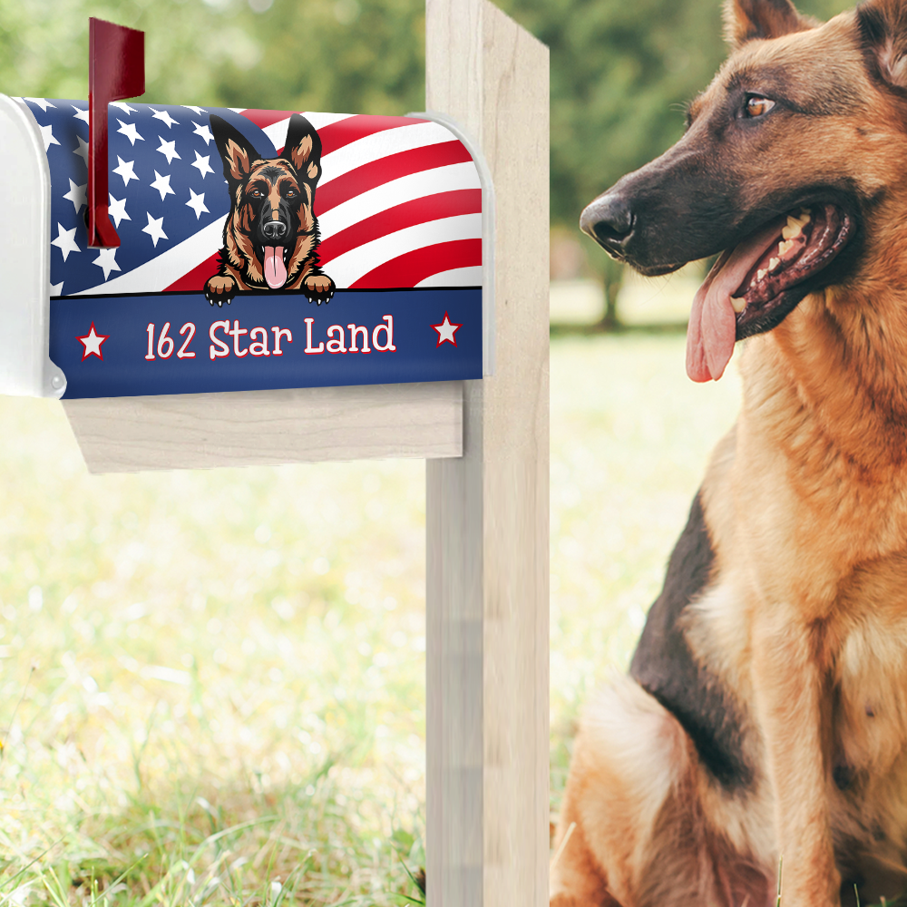 Personalized Dog Cat 4th July American Flag Mailbox Cover, Gift For Dog Cat Lovers