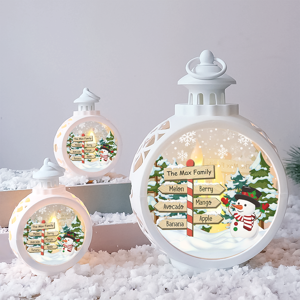 Custom Snowman Family Christmas LED Light Ornament, Christmas Gift