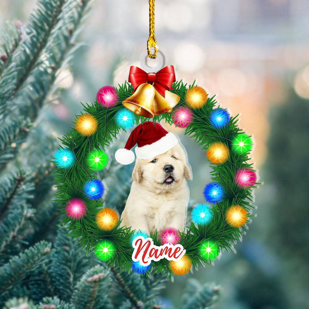 Personalized Acrylic Ornament - Christmas Gift For Pet Lover - Pet Photo Light Wreath