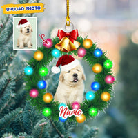 Thumbnail for Personalized Acrylic Ornament - Christmas Gift For Pet Lover - Pet Photo Light Wreath