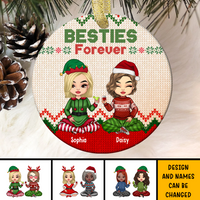 Thumbnail for Besties Friends Forever Christmas Personalized Ornament, Customized Holiday Ornament