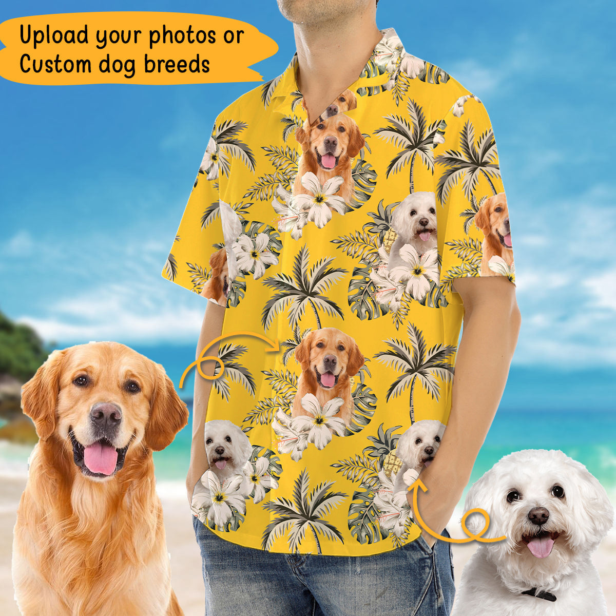 Personalized Dog Tropical Hawaiian Shirt, Custom Pet Photo Gift