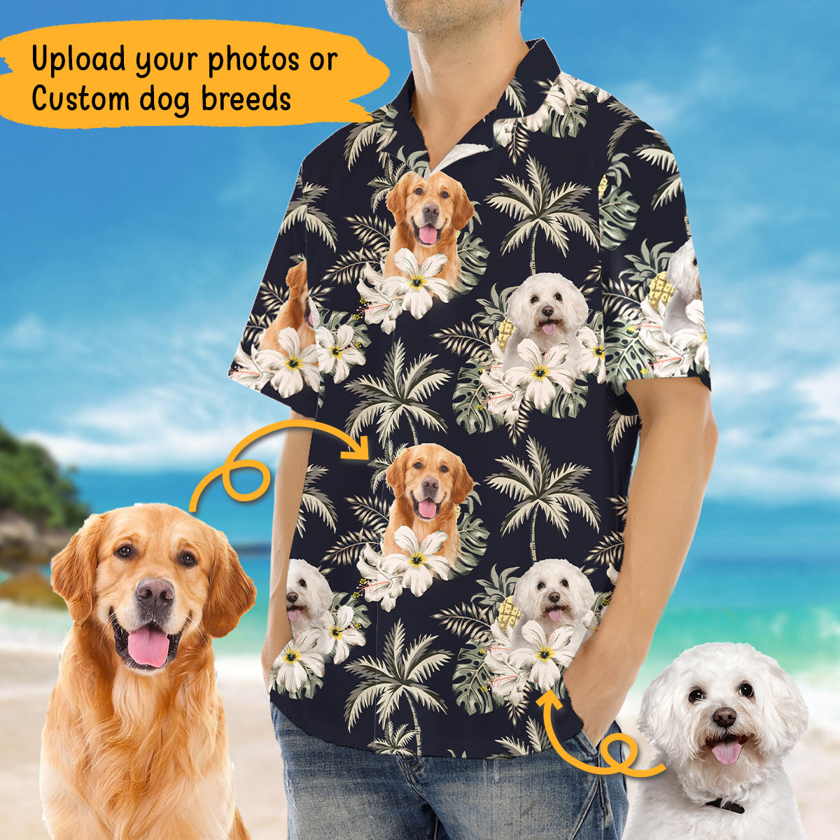 Personalized Dog Tropical Hawaiian Shirt, Custom Pet Photo Gift