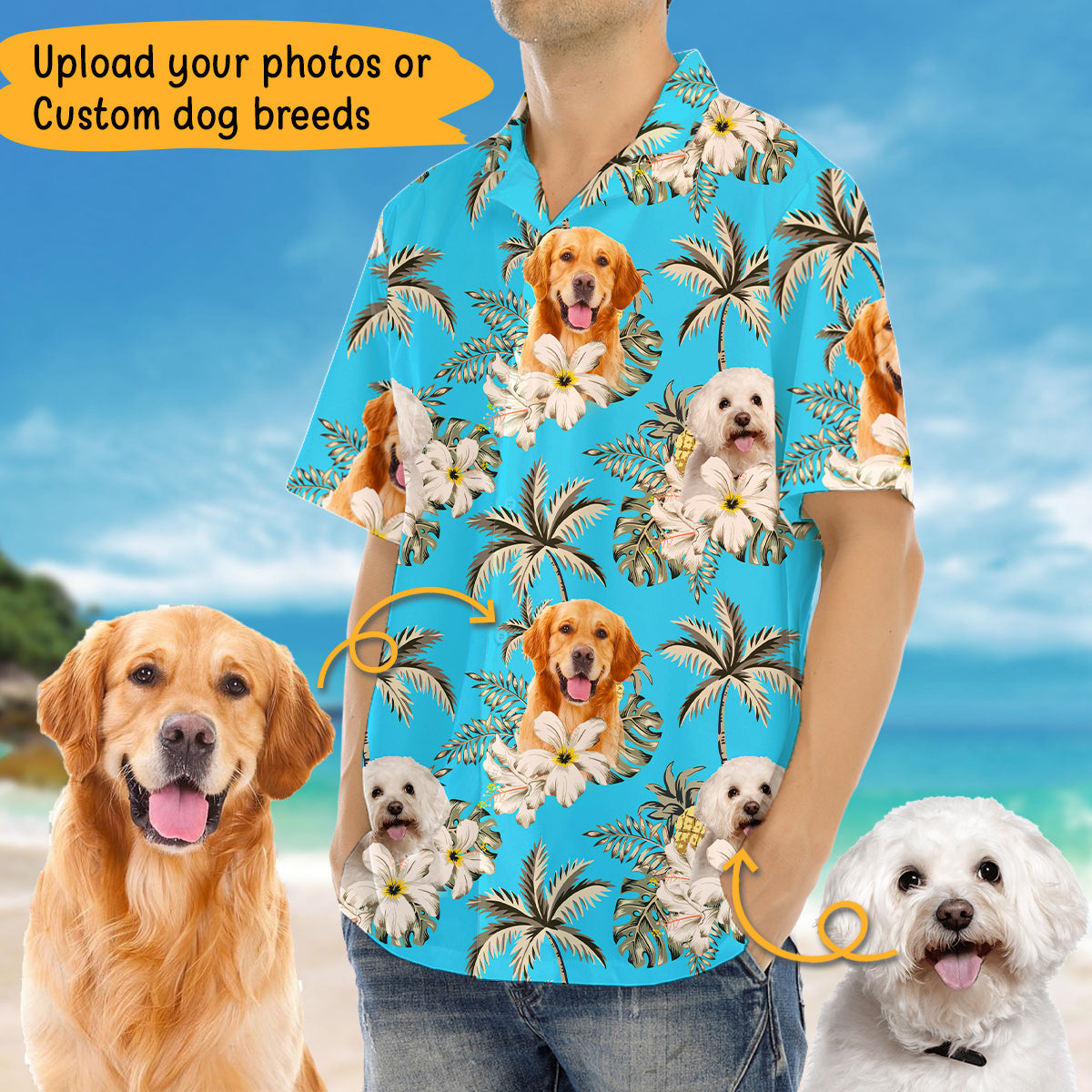 Personalized Dog Tropical Hawaiian Shirt, Custom Pet Photo Gift