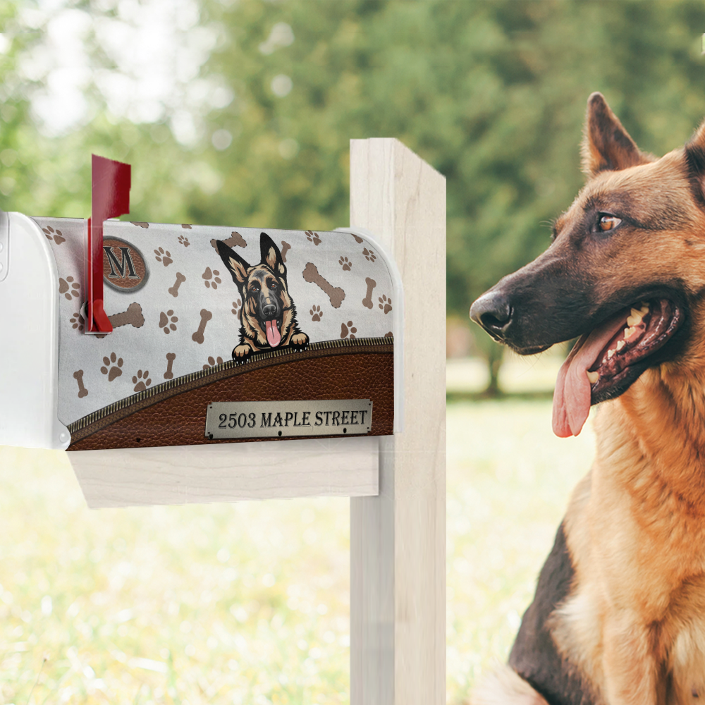 Leather Pattern Dog Personalized Mailbox Decal- Gift for Dog Lovers