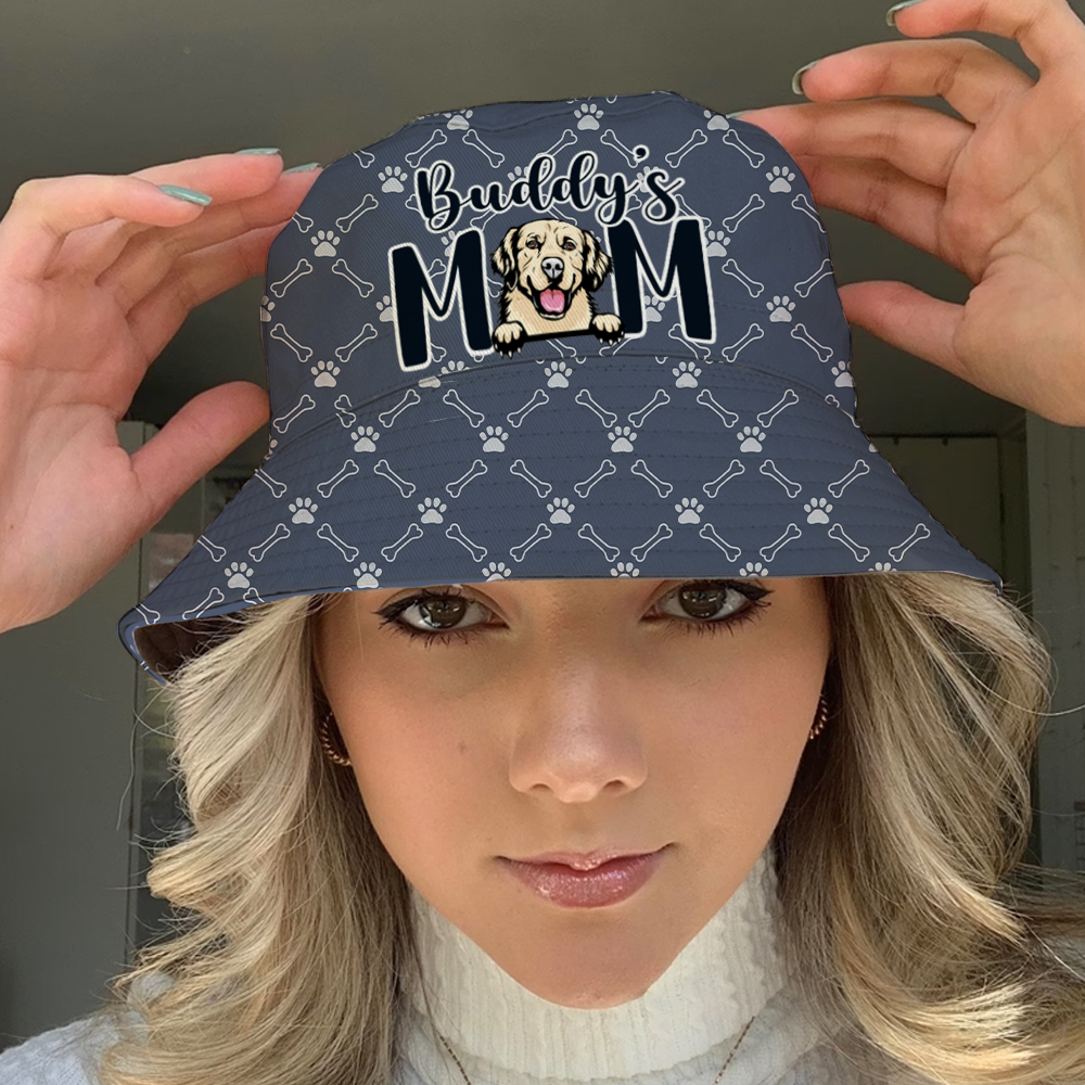 Dog Mom Monogram Bucket Hat, Dog Lover Gift