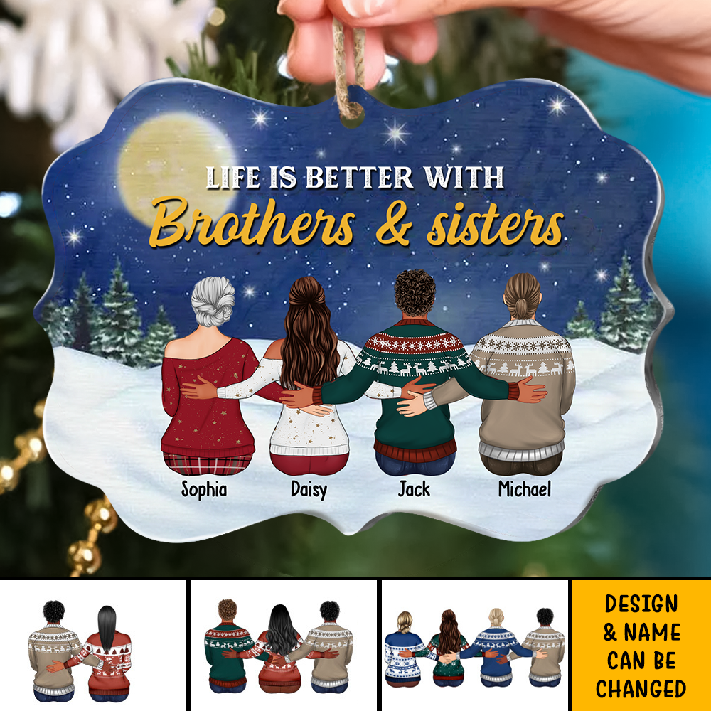 Life Is Better With Brothers & Sisters Benelux Shaped Wood Christmas Ornament