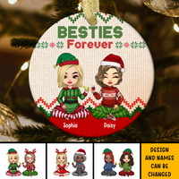 Thumbnail for Besties Friends Forever Christmas Personalized Ornament, Customized Holiday Ornament