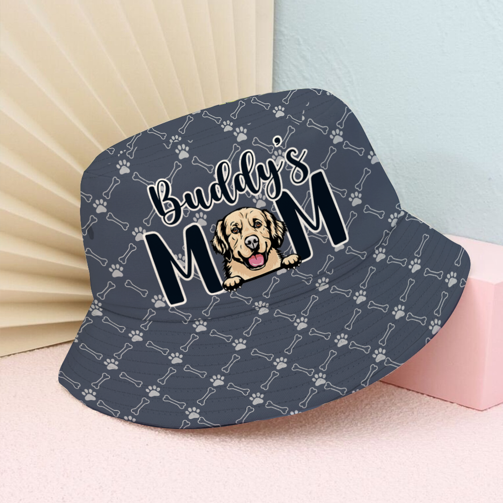 Dog Mom Monogram Bucket Hat, Dog Lover Gift