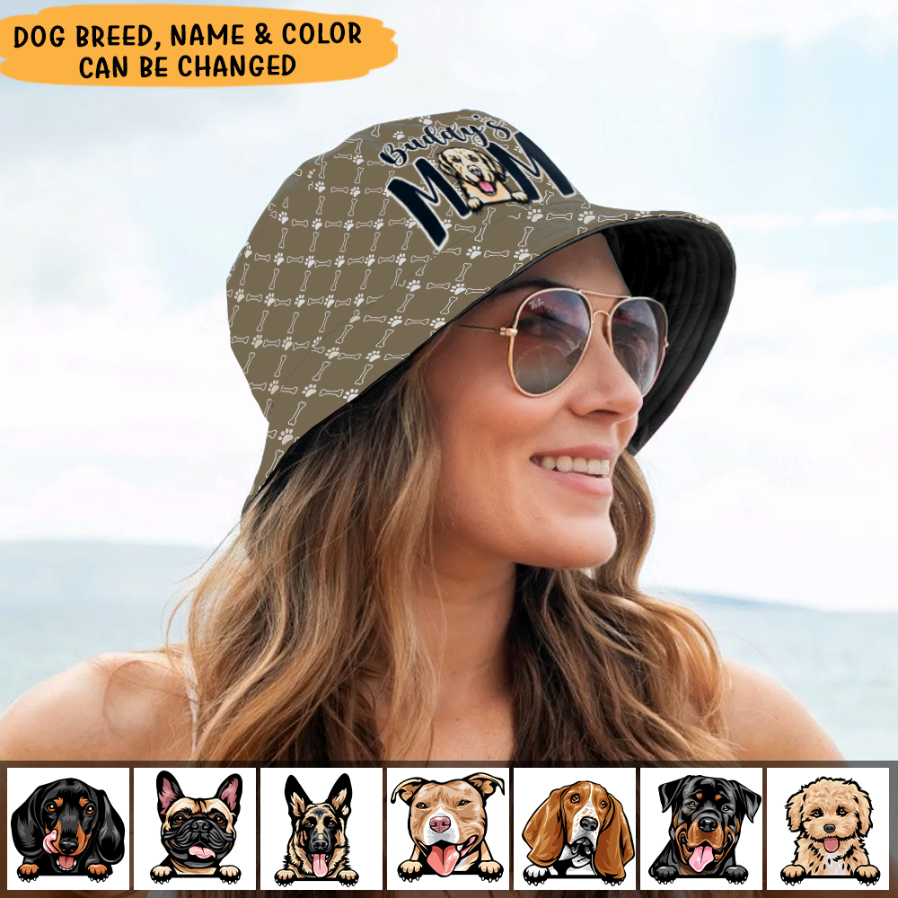 Dog Mom Monogram Bucket Hat, Dog Lover Gift