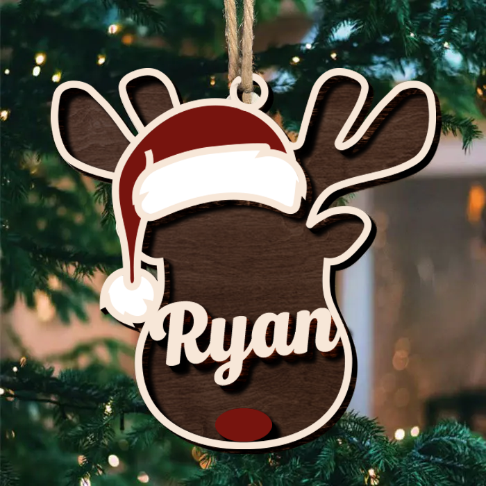 Reindeer Christmas - Personalized Shaped Ornament - Christmas Gift