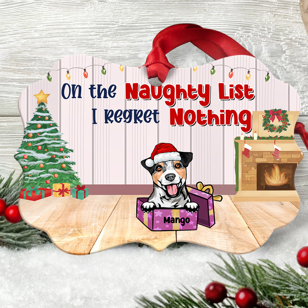 On The Naughty List Personalized Dog Christmas MDF Ornament, Customized Holiday Ornament