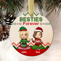 Thumbnail for Besties Friends Forever Christmas Personalized Ornament, Customized Holiday Ornament