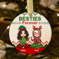 Thumbnail for Besties Friends Forever Christmas Personalized Ornament, Customized Holiday Ornament