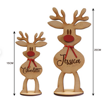 Thumbnail for Personalised Wooden Place Names - Christmas Gift For Family - Standing Reindeer Table Decoration