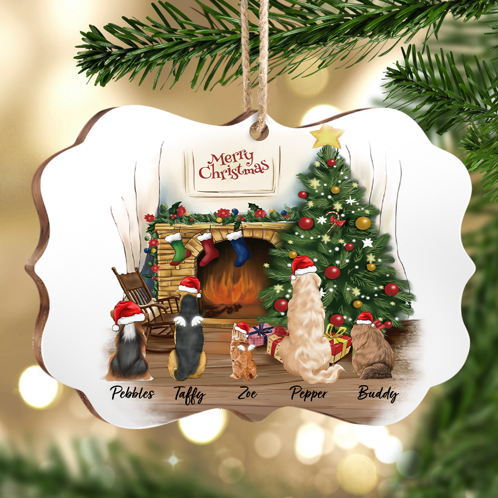 Personalized Fluffy Dog & Cat Christmas Decorative Ornament, Gift For Pet Lovers