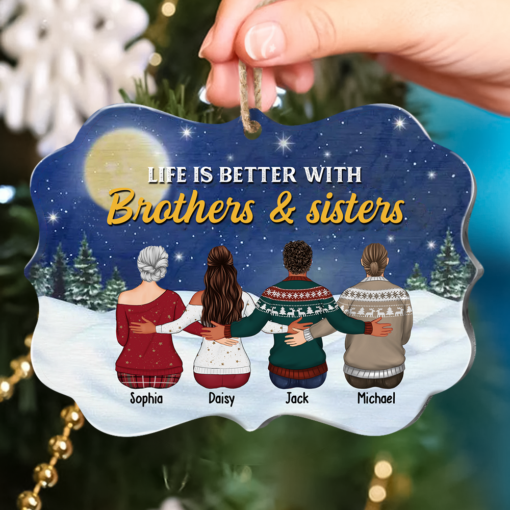 Life Is Better With Brothers & Sisters Benelux Shaped Wood Christmas Ornament