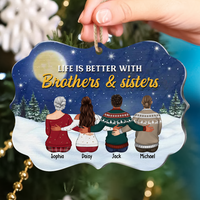 Thumbnail for Life Is Better With Brothers & Sisters Benelux Shaped Wood Christmas Ornament