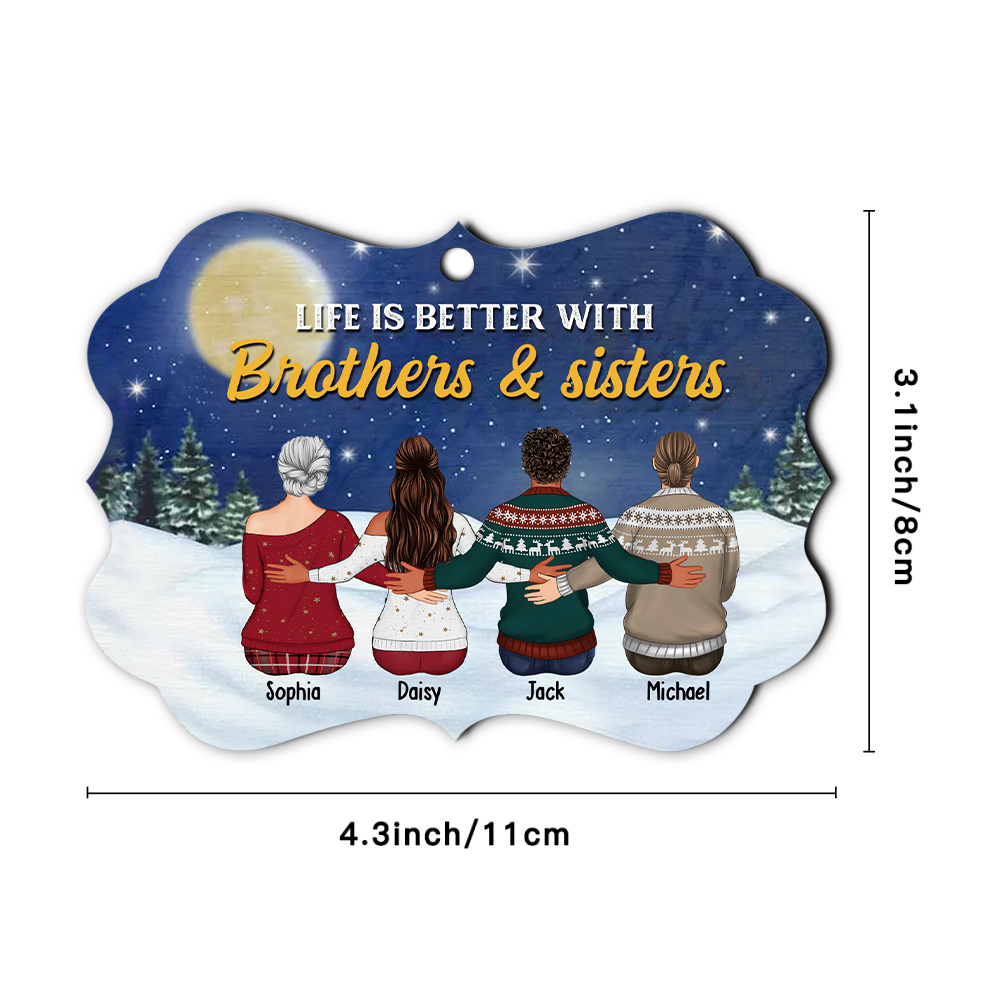 Life Is Better With Brothers & Sisters Benelux Shaped Wood Christmas Ornament