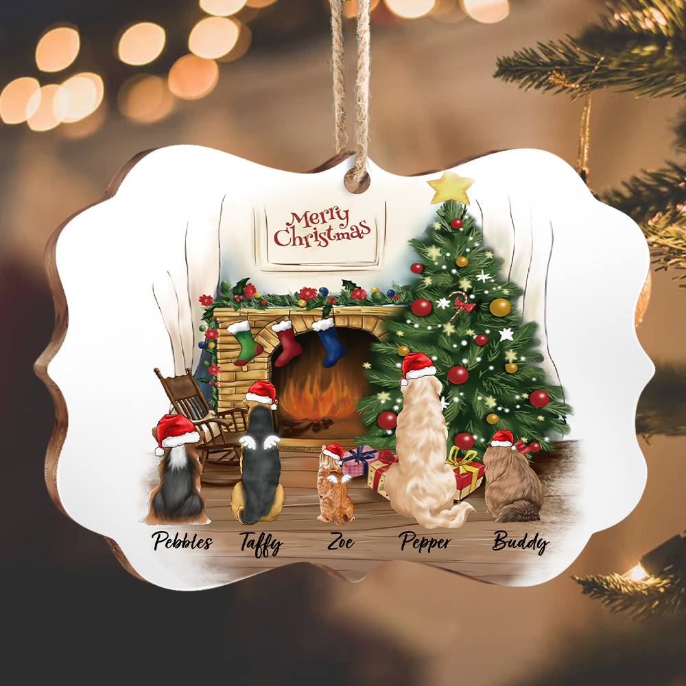 Personalized Fluffy Dog & Cat Christmas Decorative Ornament, Gift For Pet Lovers