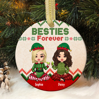 Thumbnail for Besties Friends Forever Christmas Personalized Ornament, Customized Holiday Ornament