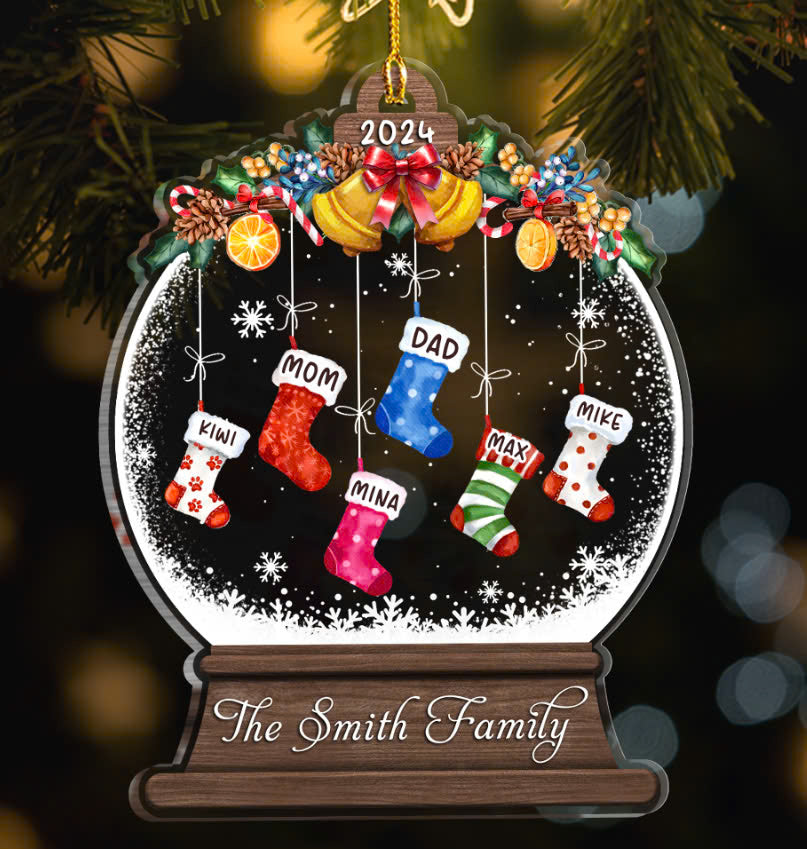 Personalized Acrylic Ornament - Christmas Gift For Family - Our Cute Christmas Stockings Crystal Globe