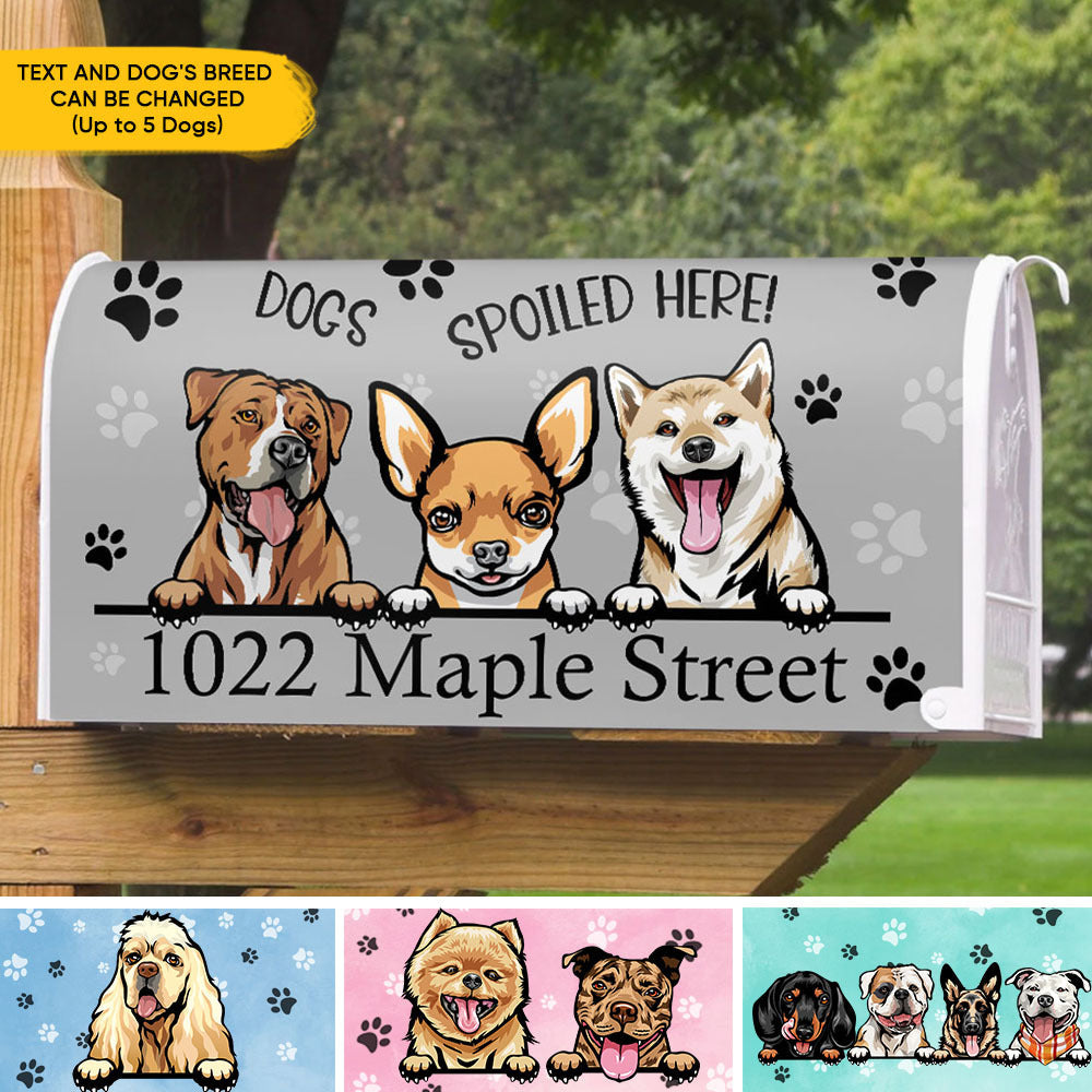 Dogs Spoiled Here House Address Magnetic Mailbox Cover, Personalized Mailbox Cover