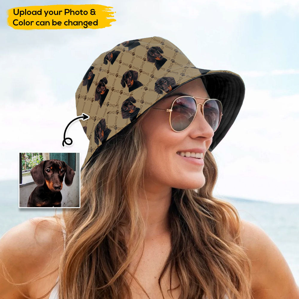 Dog Photo Luxury Custom Bucket Hat, DIY Gift for Dog Lovers