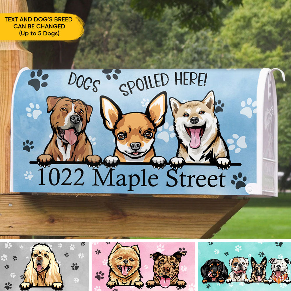 Dogs Spoiled Here House Address Magnetic Mailbox Cover, Personalized Mailbox Cover