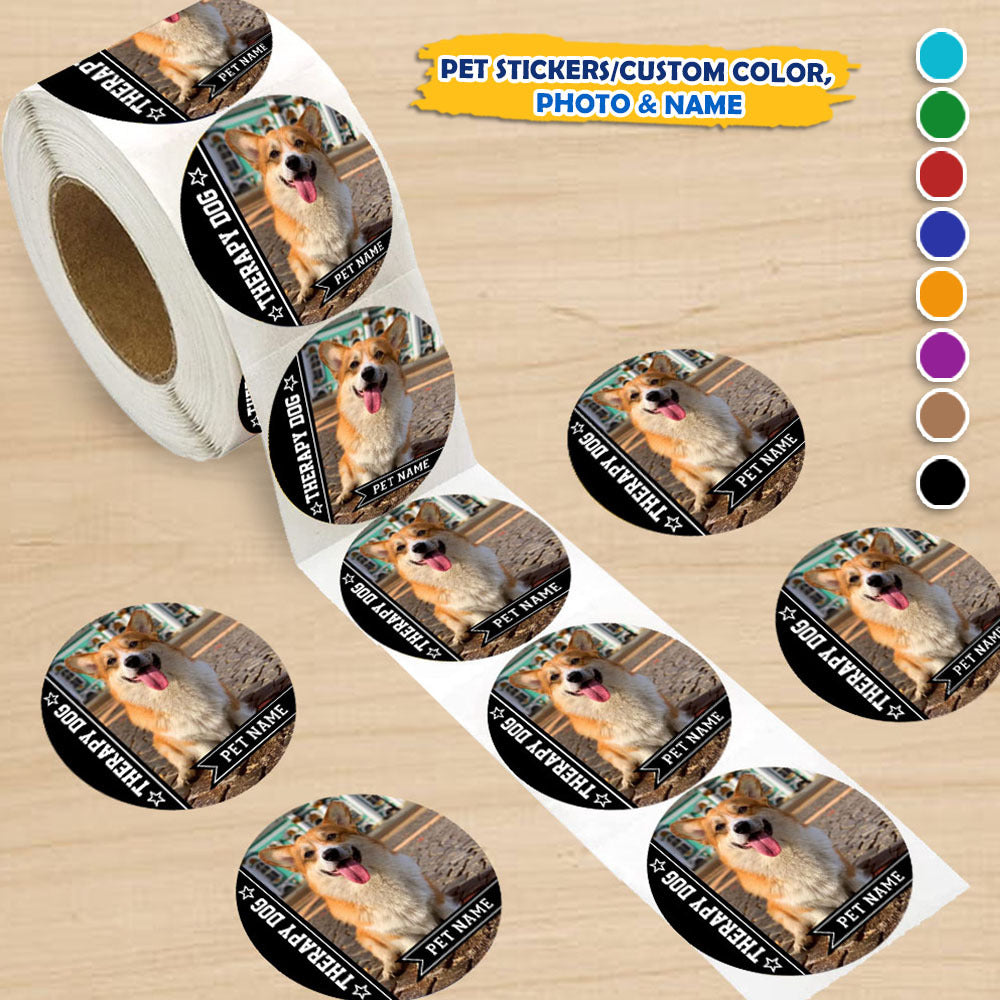 Personalized Dog Photo Perforated Roll Stickers, Dog Cat Belongings Labels