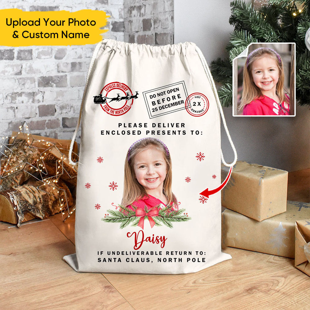 Personalized Santa Sack - Christmas Gift For Family & Pet Lover - Santa Sack With Photo