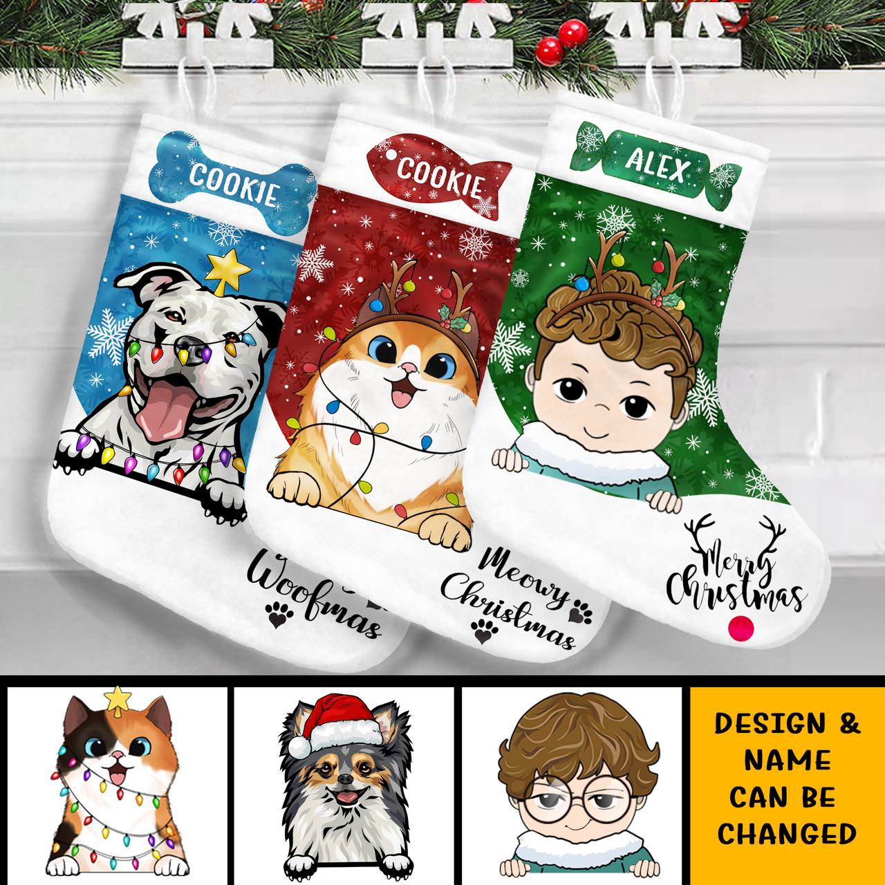 Baby Gift Merry Christmas, Meowy Catmas, Merry Woofmas Stocking Gift For Dog, Cat Lovers