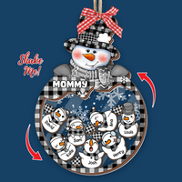 Thumbnail for Personalized Shaker Ornament - Christmas Gift For Grandma - Multicolor Grandma Mom Snowman And Kids