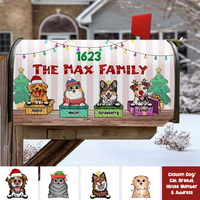 Thumbnail for Custom Naughty Cats And Dogs Christmas Mailbox Cover, Christmas Gift