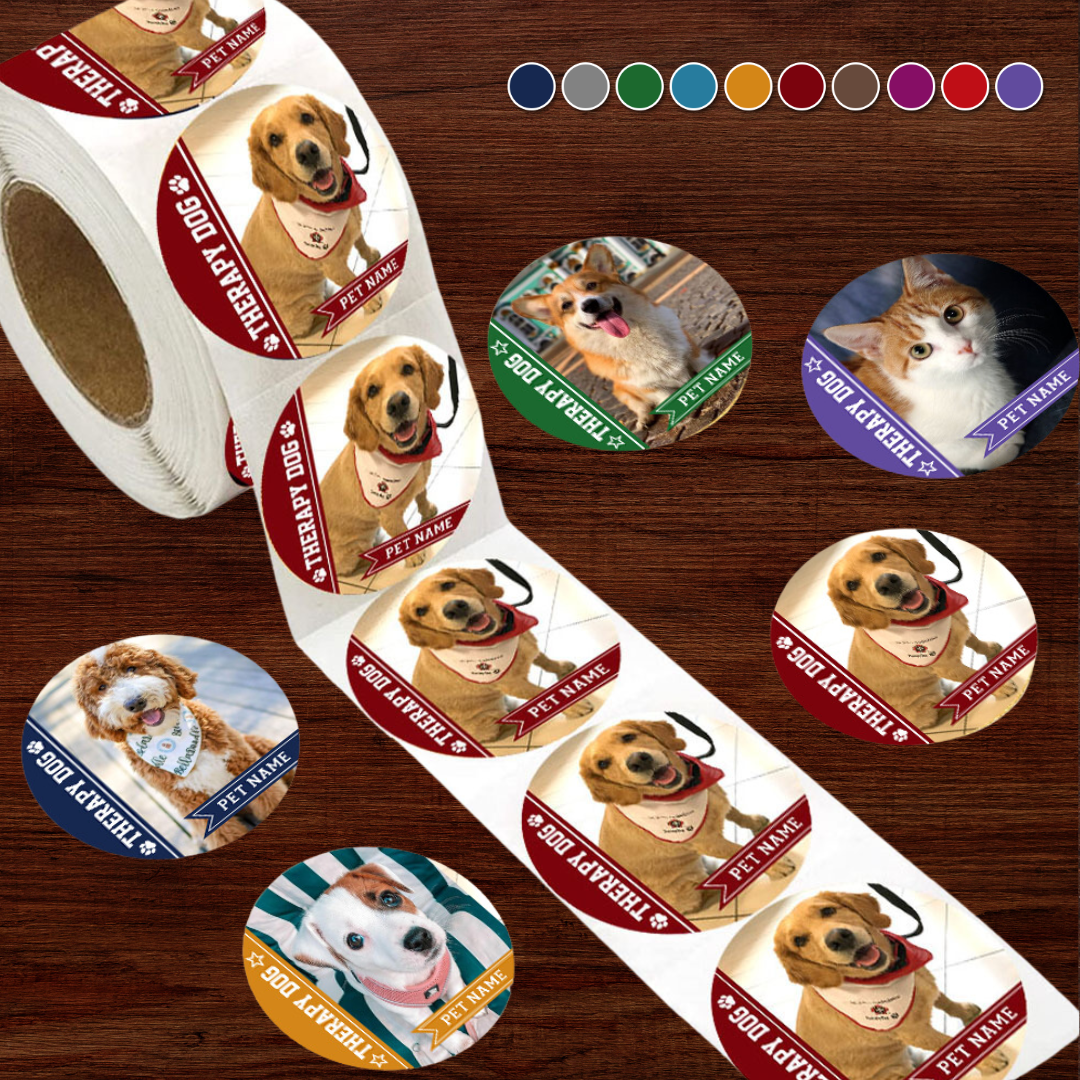 Personalized Dog Photo Perforated Roll Stickers, Dog Cat Belongings Labels