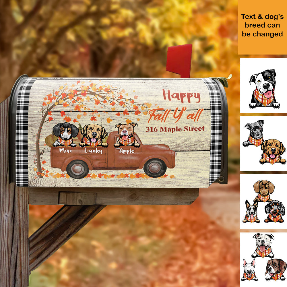 Happy Fall Dog Truck Magnetic Mailbox Cover, Dog Lover Gift