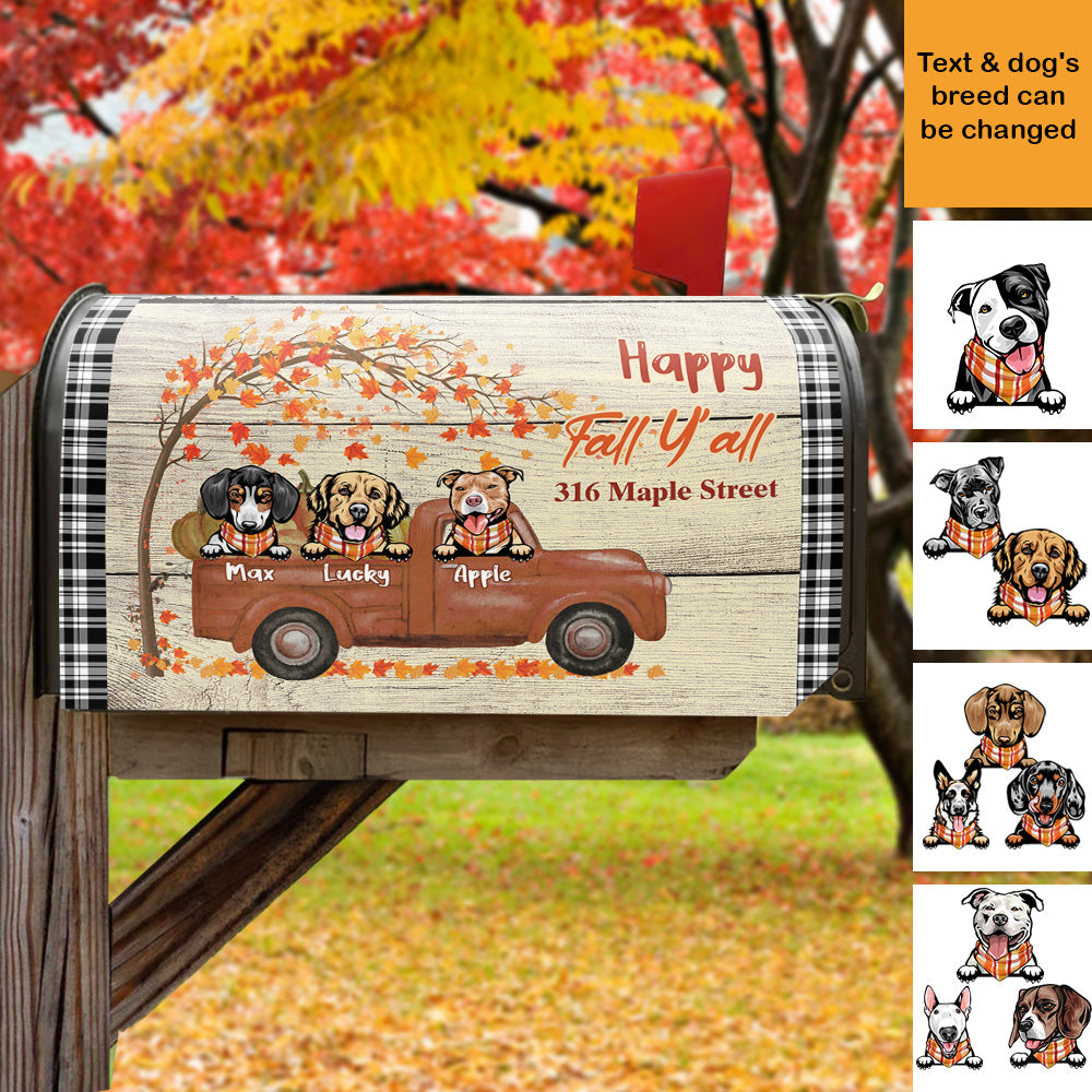 Happy Fall Dog Truck Magnetic Mailbox Cover, Dog Lover Gift