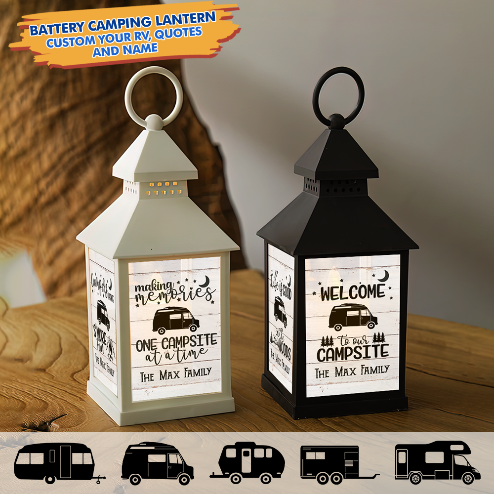 Custom Making Memories One Campsite Camping Lantern II, Gift For Camper