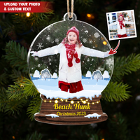 Thumbnail for Custom Merry Christmas Photo Snowglobe Printed Acrylic Ornament, Christmas Gift