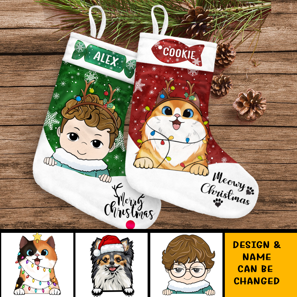 Baby Gift Merry Christmas, Meowy Catmas, Merry Woofmas Stocking Gift For Dog, Cat Lovers