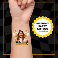 Thumbnail for Personalized Happy Birthday Photo Glitter Party Tattoos, B-day Party Supply
