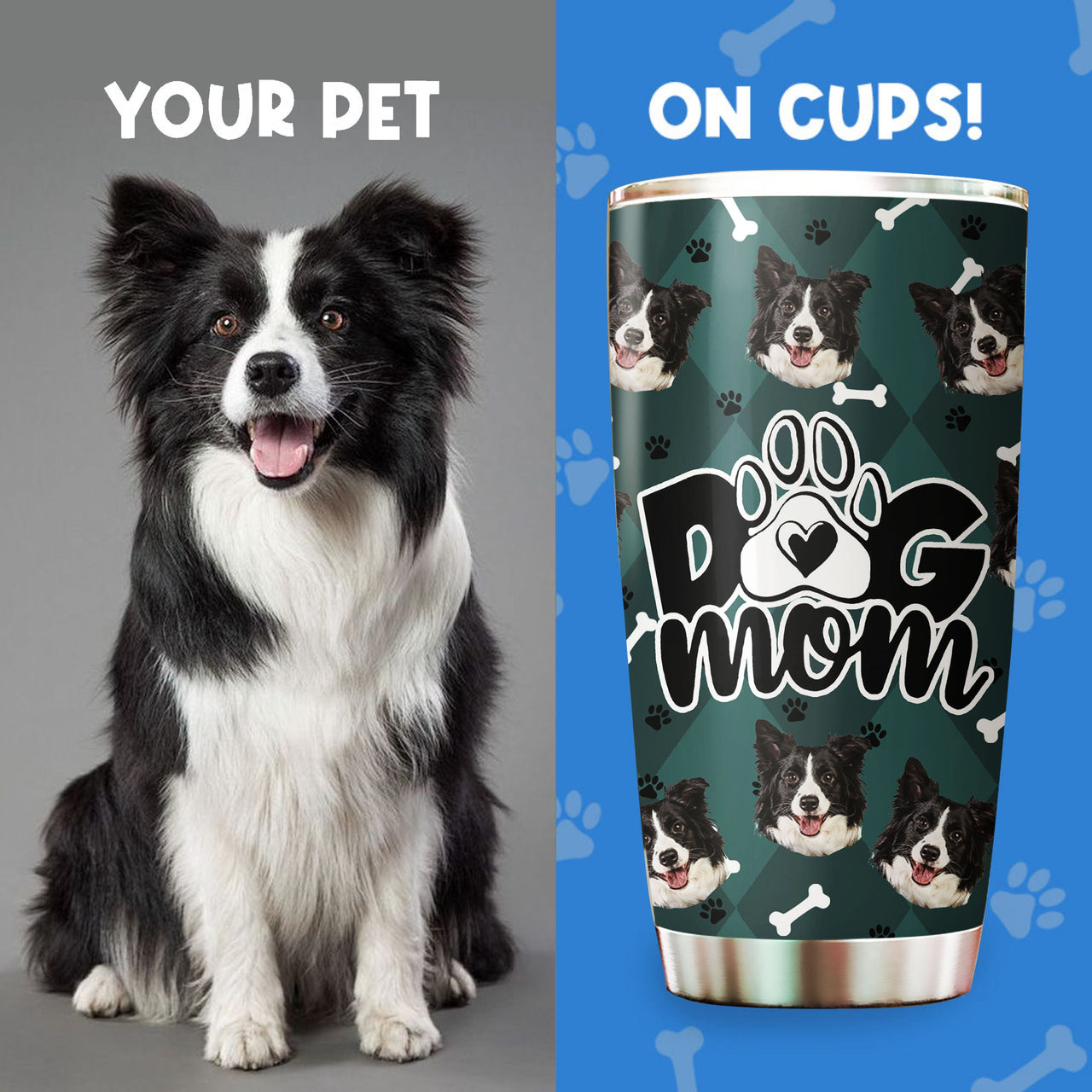 Custom Dog Face Photo Dog Mom Nutrition Facts Tumbler, Best Gift for Dog Lovers