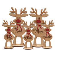 Thumbnail for Personalised Wooden Place Names - Christmas Gift For Family - Standing Reindeer Table Decoration